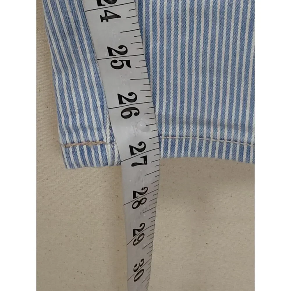 Garage Cotton Blend Blue Striped Skinny Stretch Jeans Women Size 7